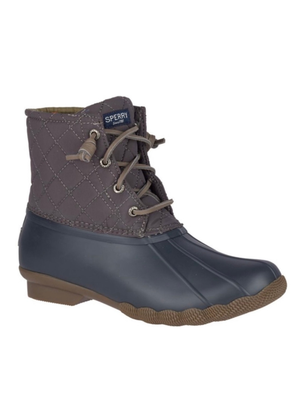 Women's Sperry Saltwater Quilted Rain Boots Grey Blue Size 8.5